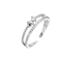 Hrtyvhin Bagues en forme de cœur en cuivre et oxyde de zirconium polyvalentes, cadeau d'anniversaire réglable pour femme avec un design délicat de charme, cadeau romantique en forme de cœur, comme