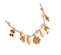 Hrtyvhin Bijoux de vacances Styles bohèmes coquillage étoiles de mer collier chaîne empilable en alliage léger pour les femmes Styles de vacances bohème collier de coquillages