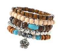 Hrtyvhin Bracelet en perles de coquille de noix de coco avec bijoux fantaisie turquoise, bohème, accessoire de poignet, cadeau fait main, bracelet bohème en coquille de noix de coco, Einheitsgröße