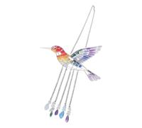 Hrtyvhin Carillon éolien décoratif polyvalent avec forme d'oiseau arc-en-ciel ludique et réflexion de la lumière du soleil pour plusieurs carillons sonores romantiques