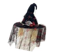 Hrtyvhin Chapeau de sorcière squelette avec tête de mort lumineuse et toile d'araignée, large bord, unisexe, costume d'Halloween, chapeau de festival, respirant pour cosplay