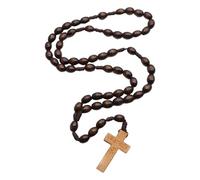 Hrtyvhin Chapelet religieux classique perles en bois naturel avec croix pour un usage quotidien ou un pour le confort spirituel collier de déclaration de mode religieuse