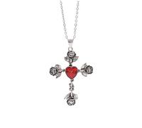 Hrtyvhin Collier avec pendentif en forme de croix sombre et mystérieuse, ornement unique en forme de rose nouée en épine, pour un accessoire de cou unique et tendance