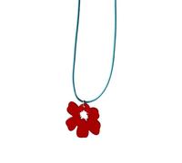 Hrtyvhin Collier avec pendentif fleur vivante inspiré rétro - Multicolore - En acrylique - Chaîne arrière - Bijou unique fait à la main pour adolescent