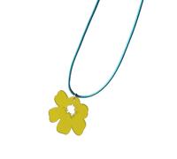 Hrtyvhin Collier avec pendentif fleur vivante inspiré rétro - Multicolore - En acrylique - Chaîne arrière - Bijou unique fait à la main pour adolescent