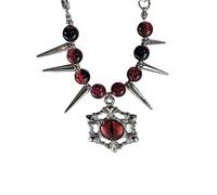 Hrtyvhin Collier avec pendentif œil du diable à maillons cubains, bijoux gothiques en alliage robuste, parfait pour les styles streetwear et punk, collier ras de cou avec runes de sorcières