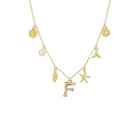 Hrtyvhin Collier bohème avec lettres et coquillages, pendentif en or élégant pour femmes, tenues décontractées ou de plage, chaîne réglable