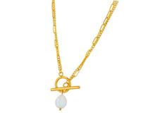 Hrtyvhin Collier de perles d ' eau douce baroques modernes chaîne réglable en acier inoxydable 316L plaqué or 18 carats bijoux pour femmes collier de chaîne de perles baroques uniques