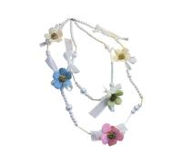Hrtyvhin Collier Double brin de perles florales pour femmes, bijoux à la mode, pendentif Floral en pierre stratifiée
