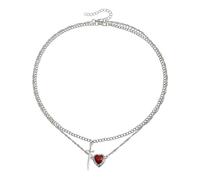 Hrtyvhin Collier en alliage à longueur réglable avec expression féminine sombre et audacieuse avec détails en forme de cœur pour les concerts Dark Girl Neckchain