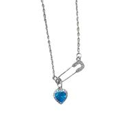 Hrtyvhin Collier en forme de cœur Unique, pendentif épingle de sûreté, breloque en alliage, Texture, bijoux de cou pour exprimer l ' amour, pendentif d ' amour en