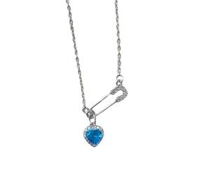 Hrtyvhin Collier en forme de cœur Unique, pendentif épingle de sûreté, breloque en alliage, Texture, bijoux de cou pour exprimer l ' amour, pendentif d ' amour en