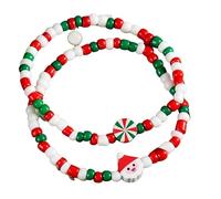Hrtyvhin de Perles de Bonhomme de Neige en Argile Douce sur Le thème des Vacances, 3 Styles en Option, Bijoux Faits à la Main, chaîne à Main Extensible, Accessoire de Poignet de Vacances