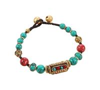 Hrtyvhin de Perles népalais tibétain fabriqué à la Main avec des Pierres Turquoise Naturelles pour l ' Expression de la Mode culturelle, Bijoux artisanaux