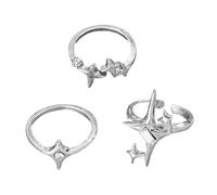 Hrtyvhin Ensemble de bagues robustes avec étoile incrustée en alliage de zirconium pour les couples qui recherchent le style et l'individualité dans les bijoux - Bagues confortables, comme décrit