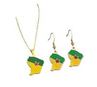 Hrtyvhin Ensemble de boucles d ' oreilles et collier à l ' huile goutte à goutte française, pour tous les jours, élégant, rétro, boucles d ' oreilles élégantes