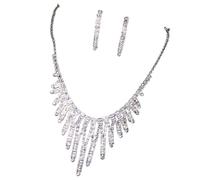 Hrtyvhin Ensemble de boucles d ' oreilles et collier avec pompons en étincelant pour Banquet, de mode, accessoire pour femmes, accessoires faits à la main, bijoux tendance pour femmes