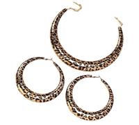 Hrtyvhin Ensemble de boucles d ' oreilles et collier imprimé léopard tendance, collier et boucles d ' oreilles design léopard, parfaits pour les fêtes, bijoux en alliage