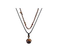 Hrtyvhin Ensemble de colliers à breloques en pierre d ' oeil de tigre, perles de coquille de noix de, cordon en cuir, bijoux bohème pour femmes et hommes, ensemble de colliers bohème