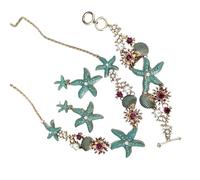 Hrtyvhin Ensemble de colliers en alliage pour femmes, 4 pièces, respectueux de la peau sensible, ensemble de bijoux à thème, accessoires, ensemble de colliers en coquillage