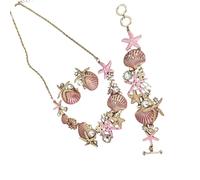 Hrtyvhin Ensemble de colliers en alliage pour femmes, 4 pièces, respectueux de la peau sensible, ensemble de bijoux à thème, accessoires, ensemble de colliers en coquillage