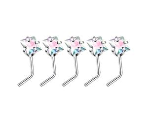 Hrtyvhin Lot de 5 bijoux de nez polyvalents et stables en alliage, composé de boucles d'oreilles en forme de L et de cerceaux avec des designs CZ - Tenue élégante pour les bijoux de nez, BBB, comme