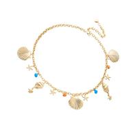 Hrtyvhin Magnifique accessoire de taille de chaîne de ventre inspiré de avec des détails de perles colorées, adapté festivals de musique, bijoux de chaîne de ventre en coquillage de mer