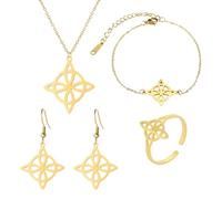 Hrtyvhin Noeuds de sorcière pendentif collier boucles d ' oreilles anneaux accessoires en acier inoxydable élégant Triquetra ensemble de bijoux irlandais de mode