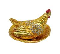 Hrtyvhin Or Poules Chinois Pose Oeufs Sculpture Strass Fortunes métalliques Statues Bureau Origine pour les amateurs de Fengshui
