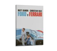 HRUERYWRBTT Poster décoratif sur toile du film Ford V Ferrari du film 1 - Décoration vintage pour salon, chambre à coucher - 60 x 90 cm - Style cadre