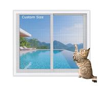 Hruile Filet de protection pour fenêtre de chat de taille personnalisée, écran de protection pour chat, moustiquaire anti-insectes sans perçage, filet autocollant avec ouverture à fermeture éclair