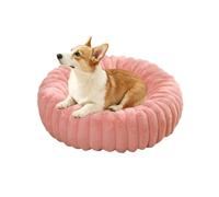 Hruile Lit Donut pour Chien et Chat Panier Rond Chien Coussin Peluche | 60x60x18cm, Anti Stress Lit Moelleux Chat, Coussin Confortable, Panier Lavable, Canapé pour Animal, avec Fond Antidérapant