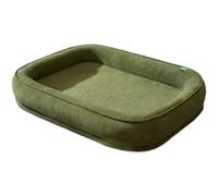 Hruile Lit rectangulaire amovible lavable pour chien et animal de compagnie - Lit anti-anxiété - Confortable - Coussin orthopédique - Fond antidérapant (75 x 60 x 14 cm, vert foncé)