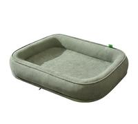 Hruile Lit rectangulaire amovible lavable pour chien et animal de compagnie - Lit anti-anxiété - Confortable - Coussin orthopédique - Fond antidérapant (75 x 60 x 14 cm, vert clair)