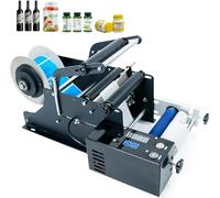 Hrxllb Distributeur D'étiquettes, Machine d'emballage, étiqueteuse électrique pour Bouteilles Rondes Et Canettes, Applicateur D'étiquettes pour Usines Et Pharmacies (20-40 Pièces/Min)