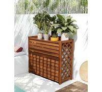 HRXQ Bois Massif Cache Climatiseur Exterieur, Facile À Installer Et Imperméable, Protection Clim Exterieur Cadre Décoratif pour Jardin Et Balcon, Couverture Efficace Contre L'exposition Au Soleil(L)