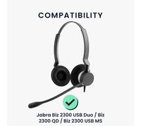 HRYU-2X Coussinet Compatible Avec Jabra Biz 2300 Usb Duo/Biz 2300 Qd/Biz 2300 Usb Ms Coussinet - Coussinets En Mousse Pour Casque Audio - Noir