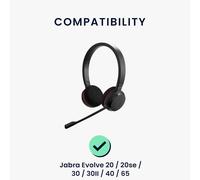HRYU-2X Coussinet Compatible Avec Jabra Evolve 20/20Se/30/30Ii/40/65 Coussinet - Coussinets En Mousse Pour Casque Audio - Noir