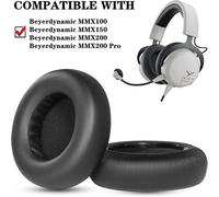 HRYU-Coussinets De Rechange Pour Casque Beyerdynamic Mmx100 Mmx150 Mmx200 Pro En Cuir Protéiné (Ne Convient Pas Aux Casques Mmx300 Dt)