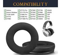 HRYU-Gel De Refroidissement Mousse Coussin Coussinets Pour Beyerdynamic Amiron/Amiron Wireless/T70/T90/T5P/Mmx300/Tygr 300R/Hs200/Hs400/Hs800/Rsx700,Coussins D¿Oreillettes En Tissu De Soie De Glace