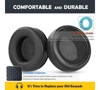 HRYU-Oreillettes Respirantes Coussinets De Remplacement Compatibles Avec Le Casque Pioneer Hdj-X5 X7 Hdj-X10 Oreillettes Avec Cuir Protéiné Respirant Et Plus Doux Et Mousse À Mémoire De Forme