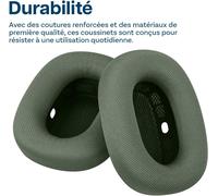 HRYU-Remplacement Coussinets D'Oreille Pour Airpods Max Casque Par ¿ Premium - Memory Foam Et Mesh Fabric Coussinet Casque Avec Couche De Silicone ¿ Coussinets De Rechange ¿ Vert