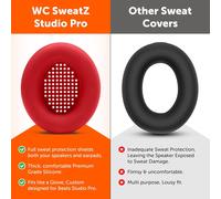 HRYU-Sweatz Studio Pro - Housses Protectrices En Silicone Brevetées Pour Coussinets Beats Studio Pro Fabriquées Par Wicked Cushions Résistantes À La Sueur Et Faciles À Laver Rouge