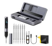 HS-02A Kit de fer à souder filaire portable 100 W, fer à souder à température contrôlée, chauffage rapide 3S, 82,2 à 450 °C, température préréglée en 3 groupes, 6 pointes de soudure pour réparation