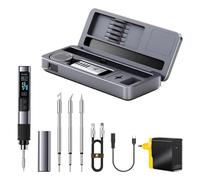 HS-02B Kit de Fer À Souder Portable Filaire 100w, Fer À Souder À Température Contrôlée, Chauffage Rapide 3s, Plage de Température 180-842 °F, 3 Températures Préréglées, 3 Pannes de Soudage Incluses