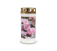 HS Candle - Bougie funéraire - 72 heures de combustion - Longue durée de combustion - Avec motif de pivoine - Bougie de deuil pour cimetière comme brûleur permanent