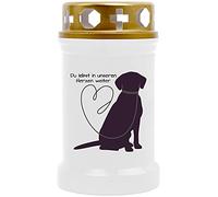 HS Candle Bougie funéraire avec motif animal (laisse de chien) - Durée de combustion : env. 40 h par bougie (12 cm, Ø 6 cm) - Plusieurs designs différents