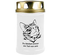 HS Candle Bougie funéraire (tête de chat 2) - env. 48 h / 2 jours de combustion par bougie (14,5 cm, Ø 7 cm) - Nombreux designs