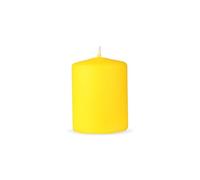 HS Candle Bougies piliers « Jaune », diamètre : 7 x 8 cm, bougies en cire, longue durée de combustion jusqu'à 20 heures, non parfumées, plusieurs couleurs/tailles