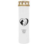 HS Candle Deisgns Bougie funéraire avec motif cœur de chat Env. 100 h / 4 jours de combustion par bougie 25 cm Ø 7 cm